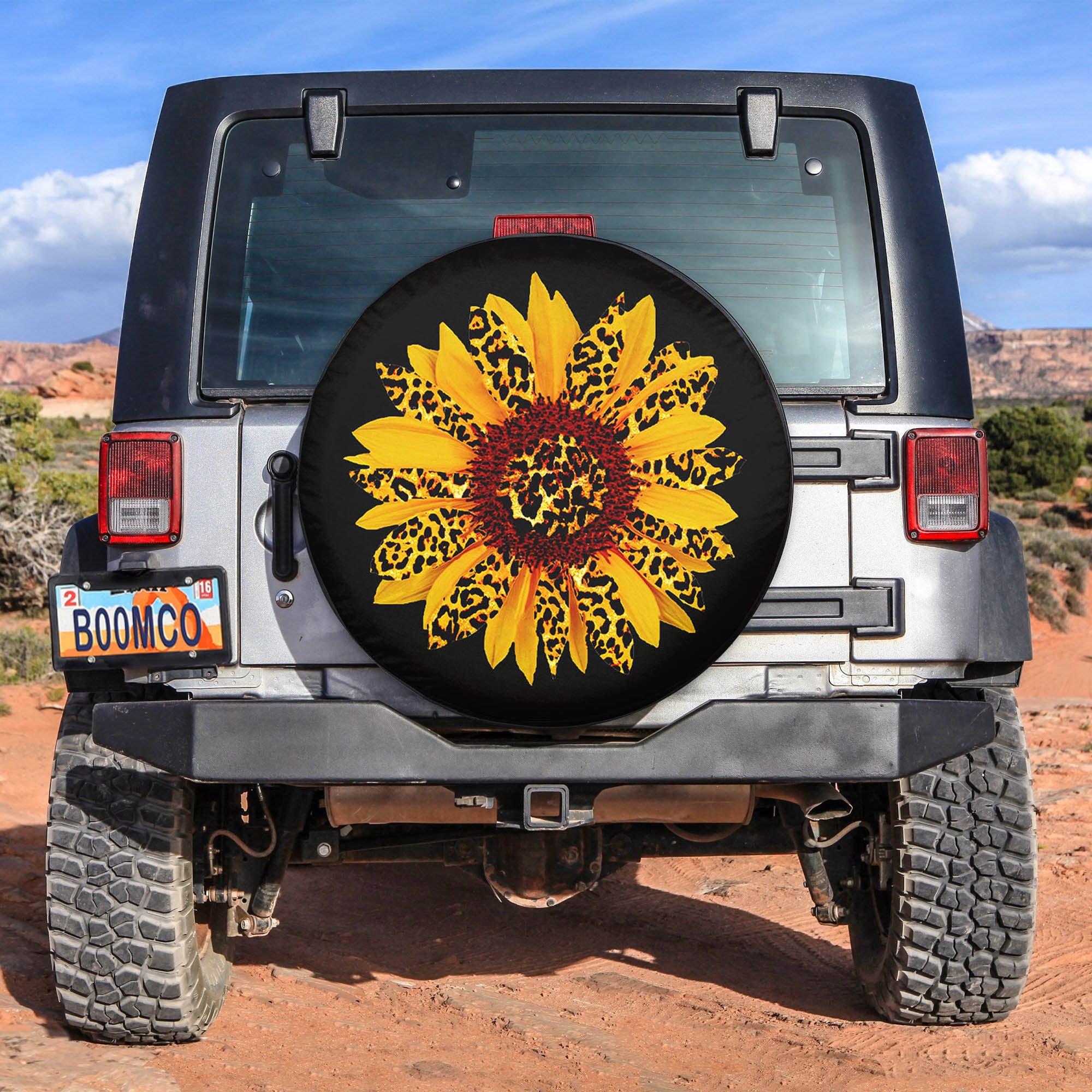 Sunflower Leopard Spare Tire Covers Gift For Campers