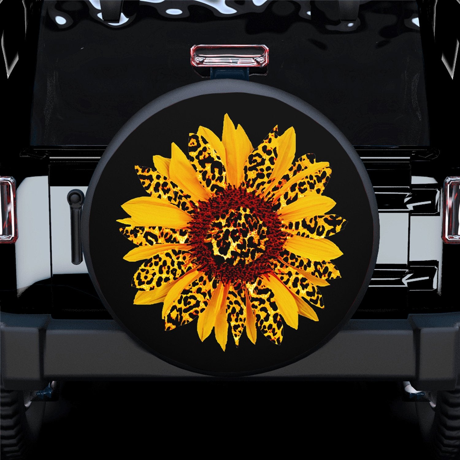 Sunflower Leopard Spare Tire Covers Gift For Campers