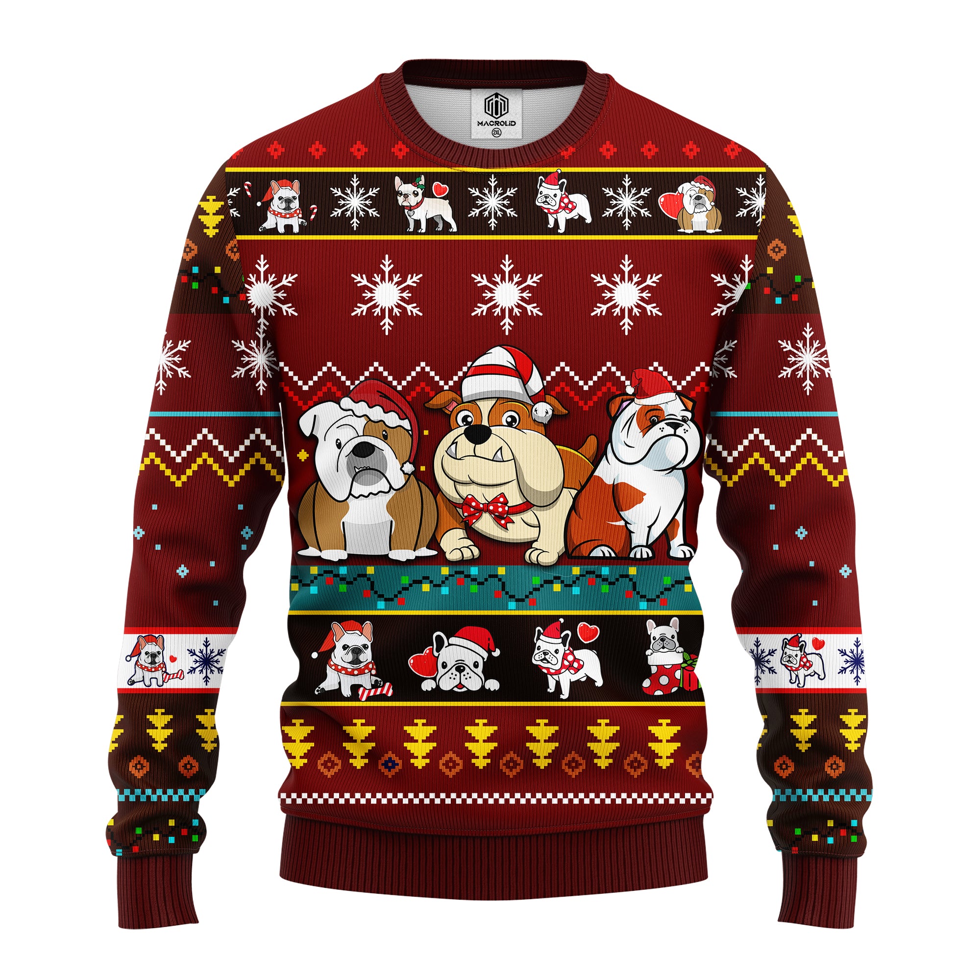 Bull Dog Cartoon Noel Mc Ugly Christmas Red Brown 1 Amazing Gift Idea Thanksgiving Gift