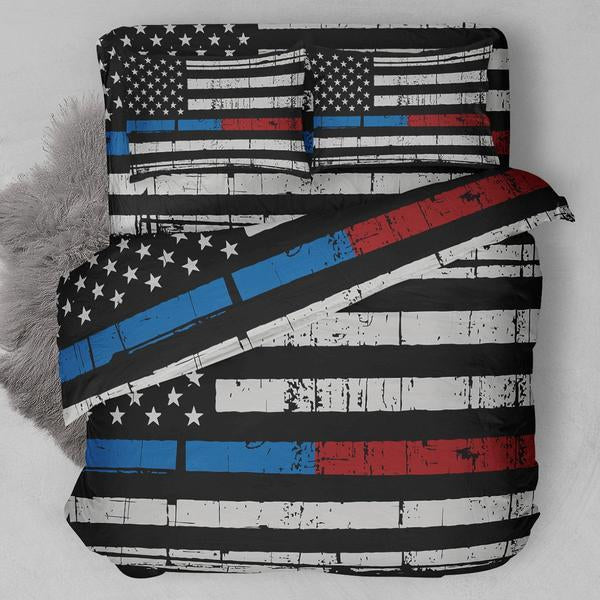 Thin Blue-Red Line Bedding Set