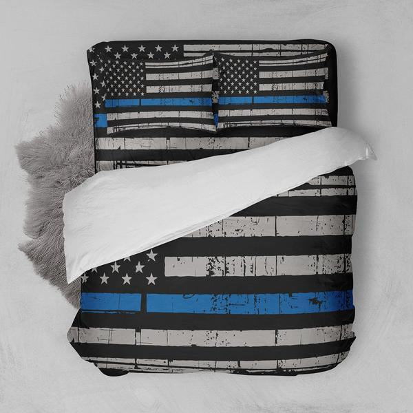 Thin Blue Line Bedding Set