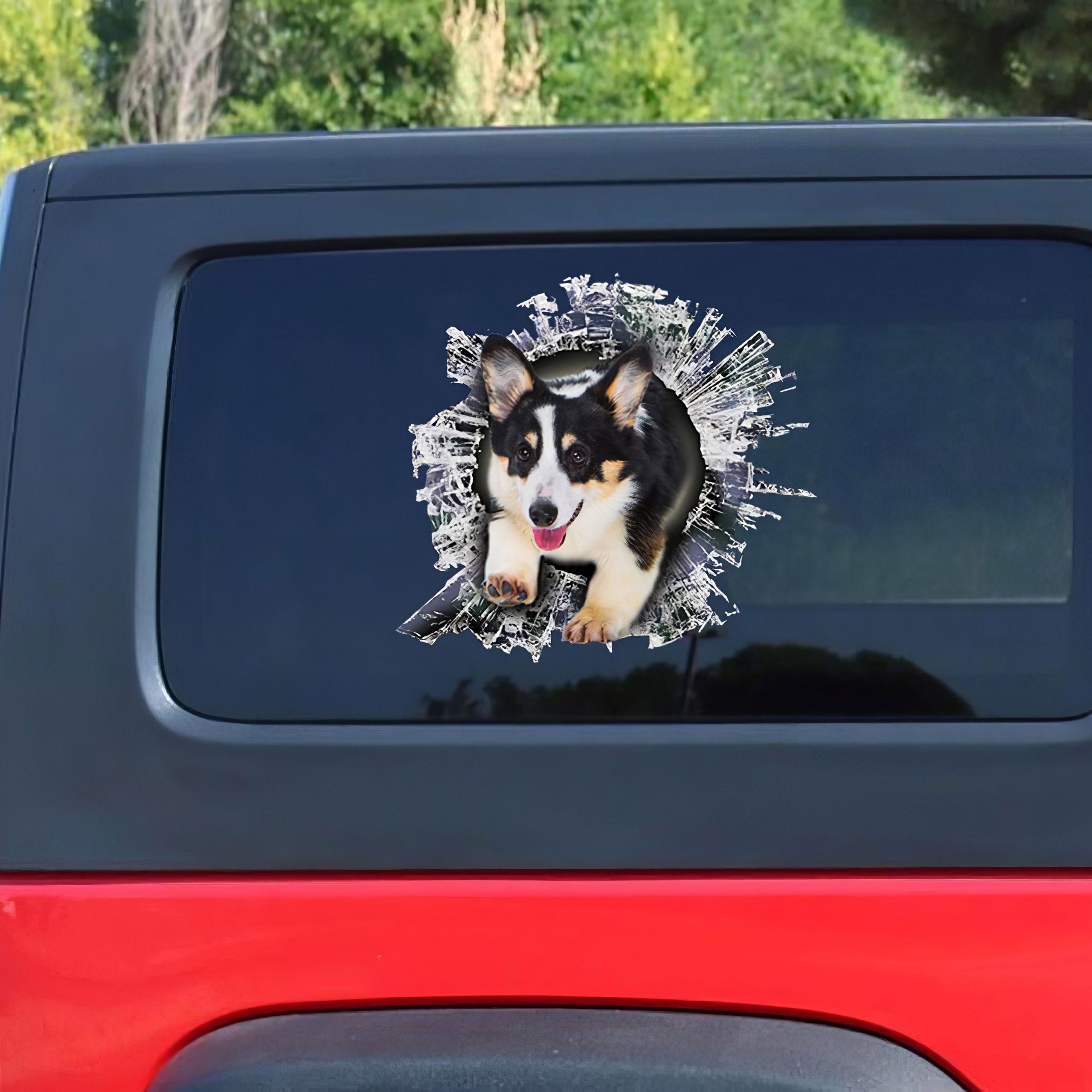 Best Tri-Color Corgi Window Car 3D Stickers Decal Car Accessories Car Decoration Amazing Gift Idea