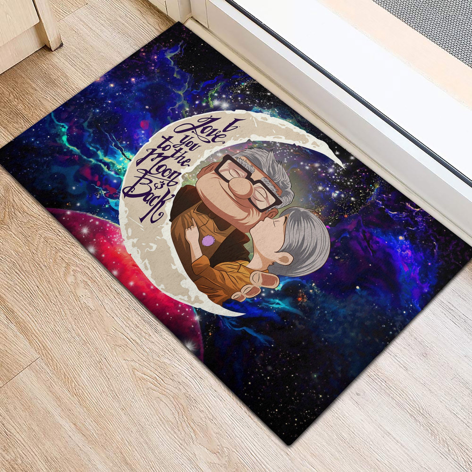 Up Couple Love You To The Moon Galaxy Back Door Mats Home Decor