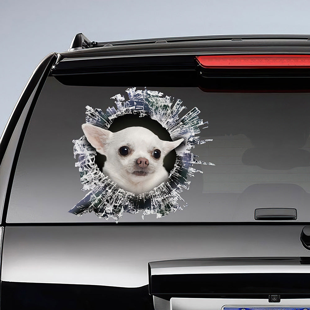 Best White Chihuahua Window Car 3D Stickers Decal Car Accessories Car Decoration Amazing Gift Idea