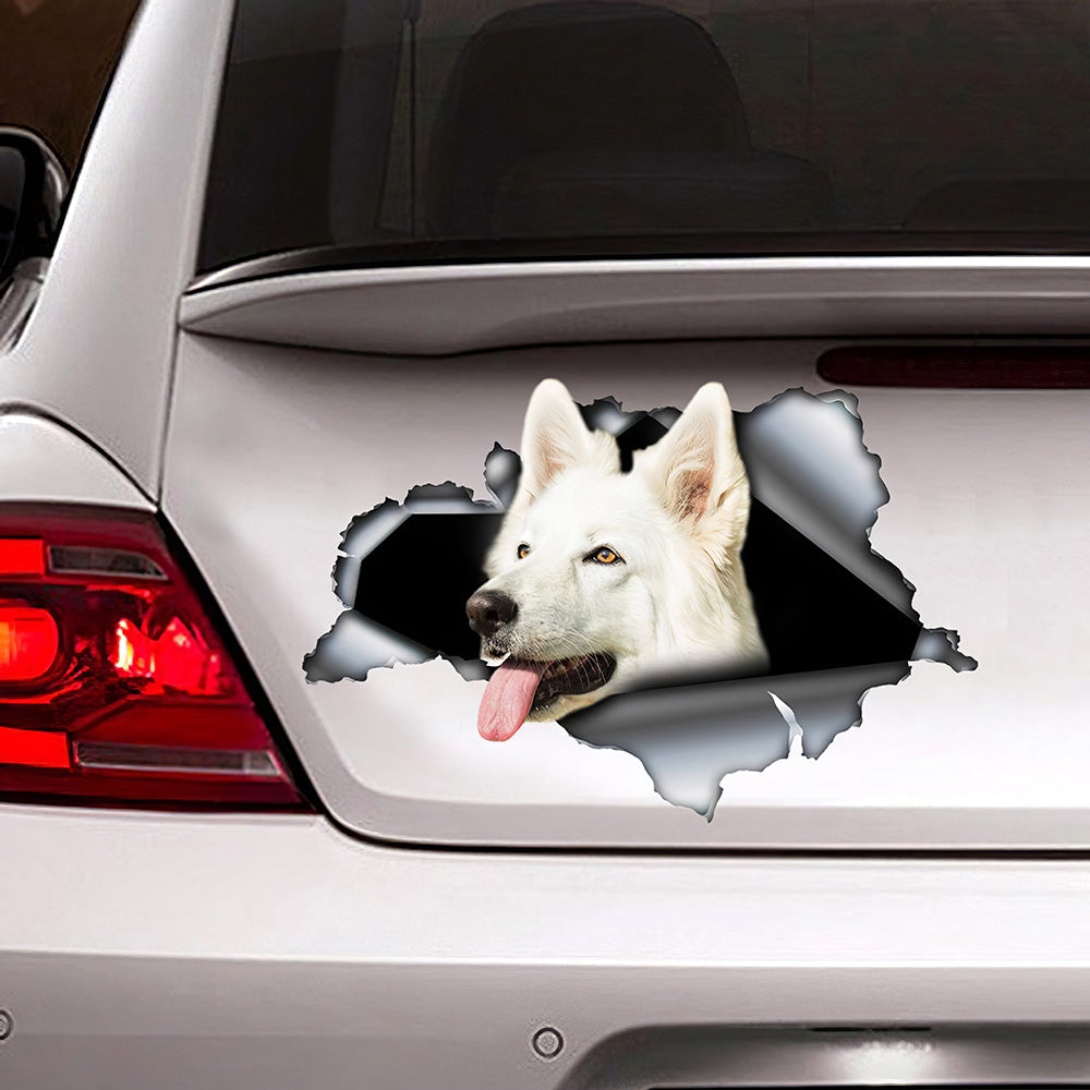 Best White Swiss Shepherd Car 3D Stickers Decal Car Accessories Car Decoration Amazing Gift Idea