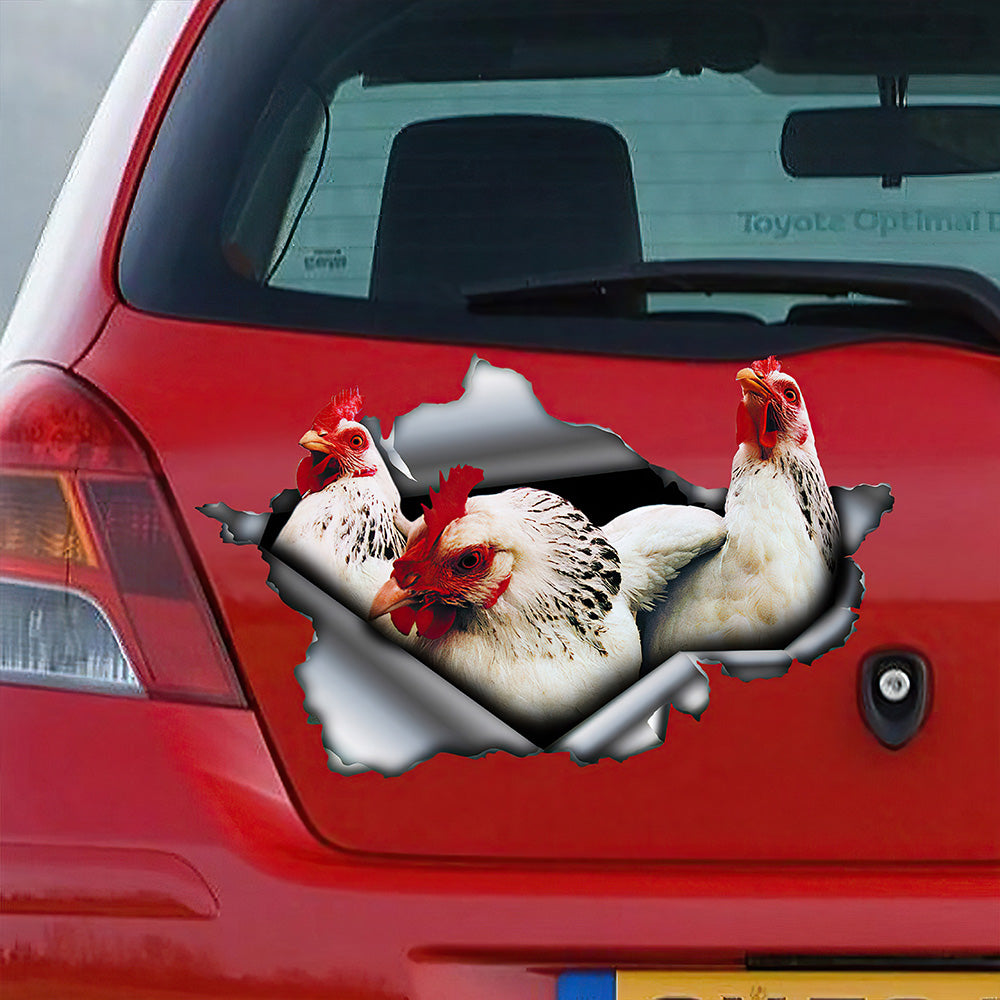 Best White Hens Car 3D Stickers Decal Car Accessories Car Decoration Amazing Gift Idea