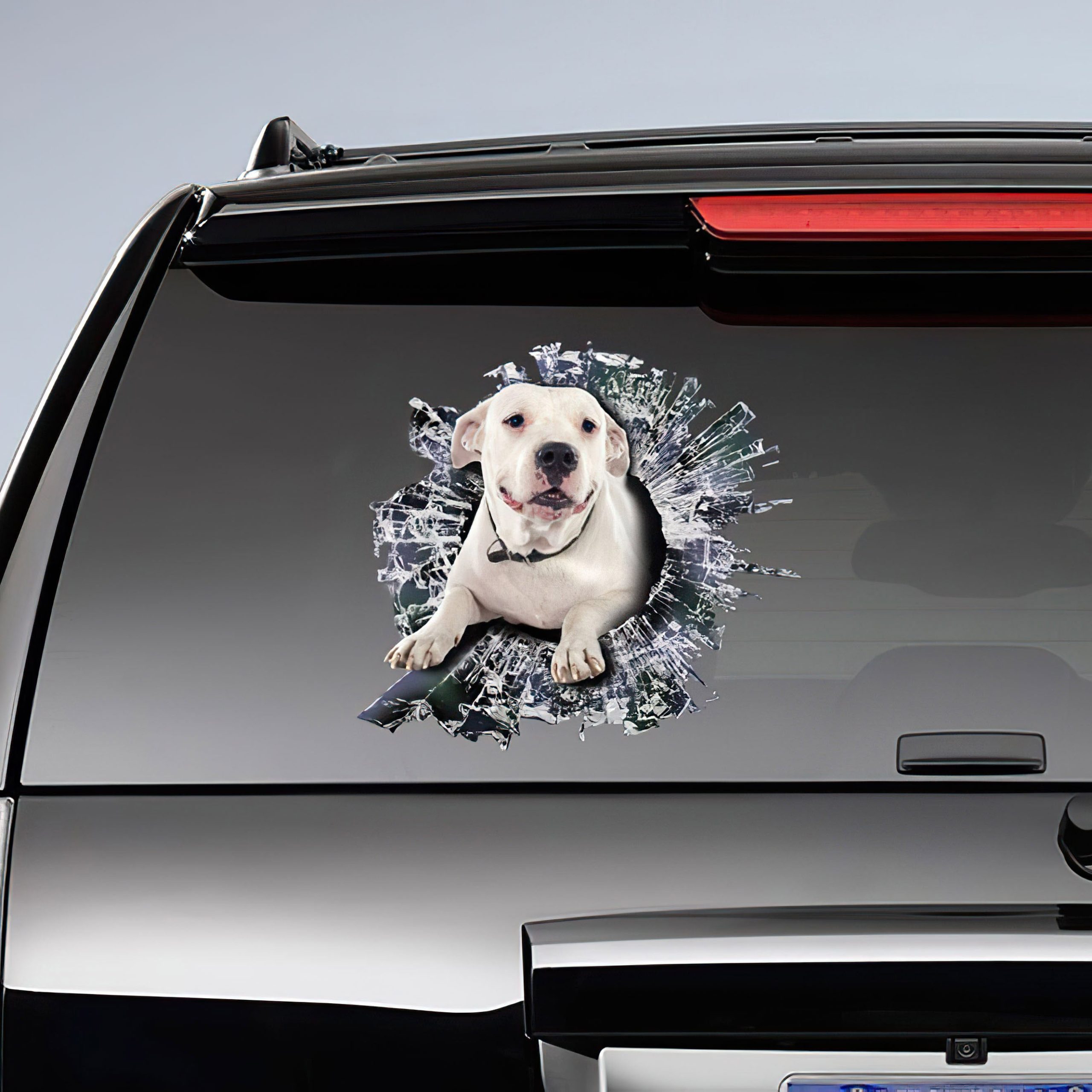 Best White Pitbull Window Car 3D Stickers Decal Car Accessories Car Decoration Amazing Gift Idea