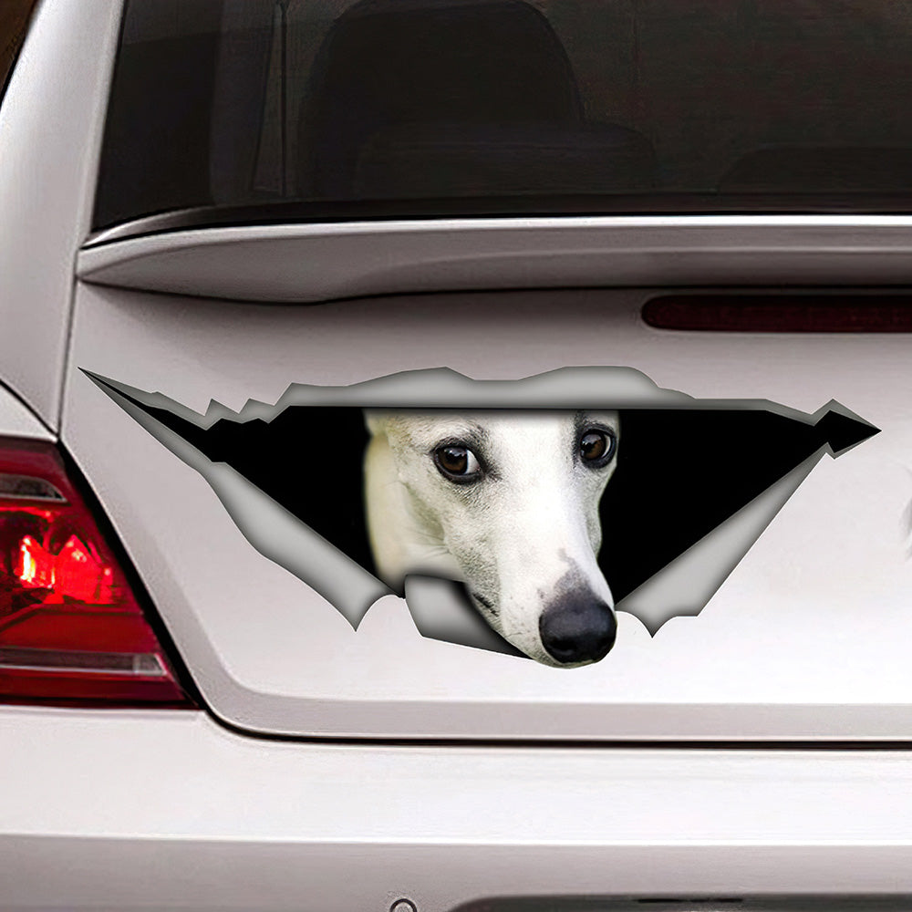 Best White Whippet Car Decal, Pet Car 3D Stickers Decal Car Accessories Car Decoration Amazing Gift Idea