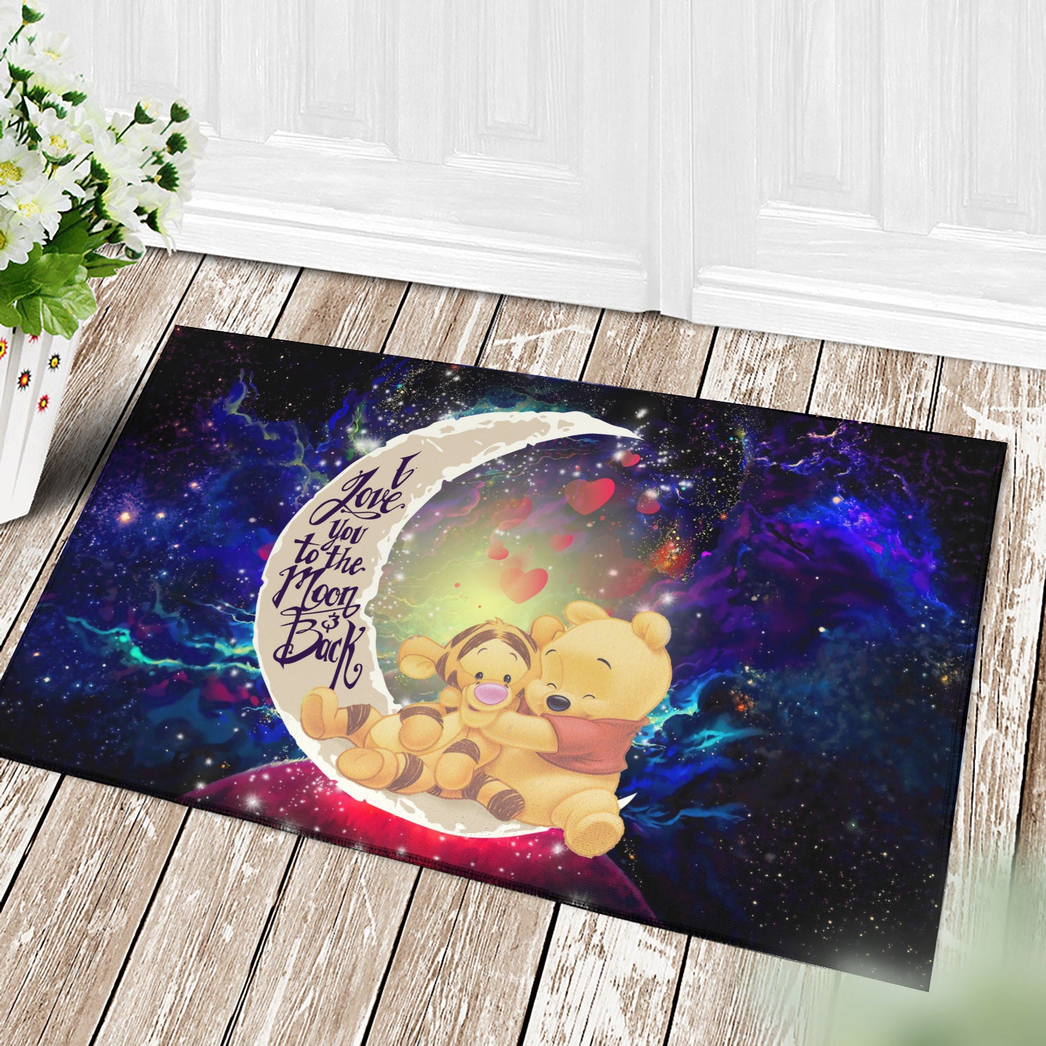 Winnie The Pooh Love You To The Moon Galaxy Back Door Mats Home Decor