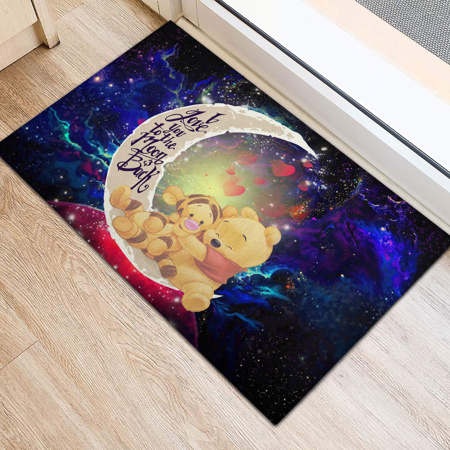 Winnie The Pooh Love You To The Moon Galaxy Back Door Mats Home Decor