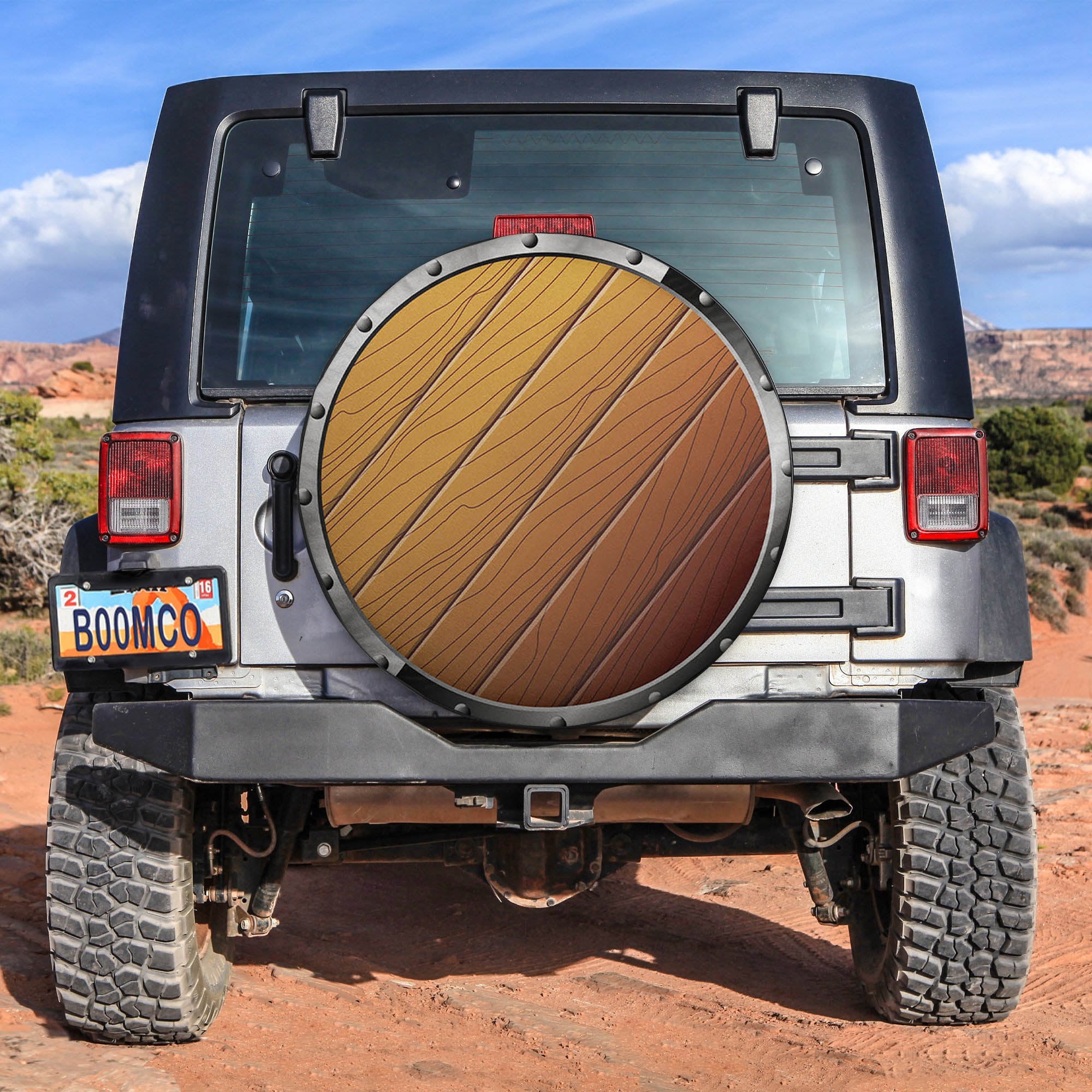Wooden Shield Spare Tire Covers Gift For Campers