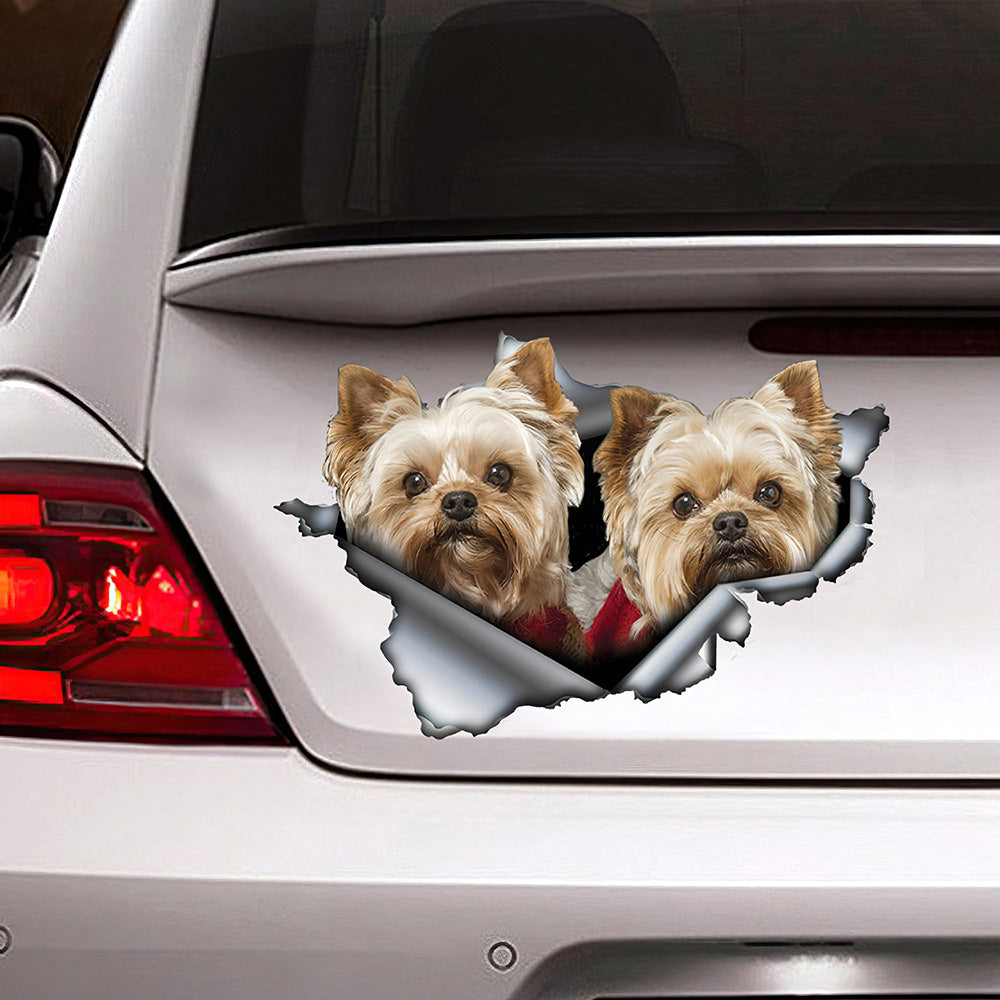 Best Yorkies Pair Sticker, Yorkies Car 3D Stickers Decal Car Accessories Car Decoration Amazing Gift Idea