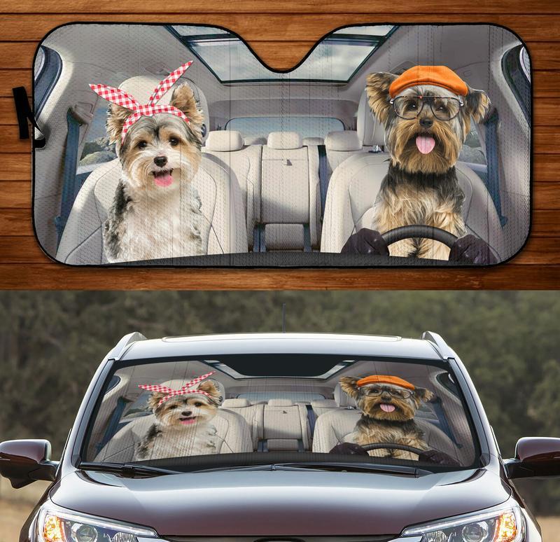 Two Yorkshire Terriers Car Sunshade Gift Ideas 2022