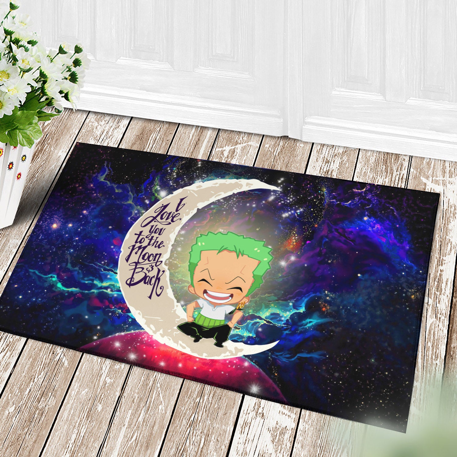 Zoro One Piece Love You To The Moon Galaxy Back Door Mats Home Decor