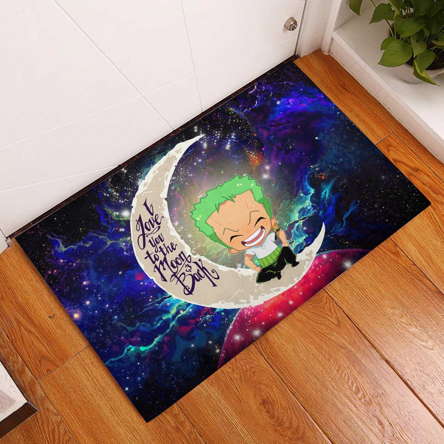 Zoro One Piece Love You To The Moon Galaxy Back Door Mats Home Decor