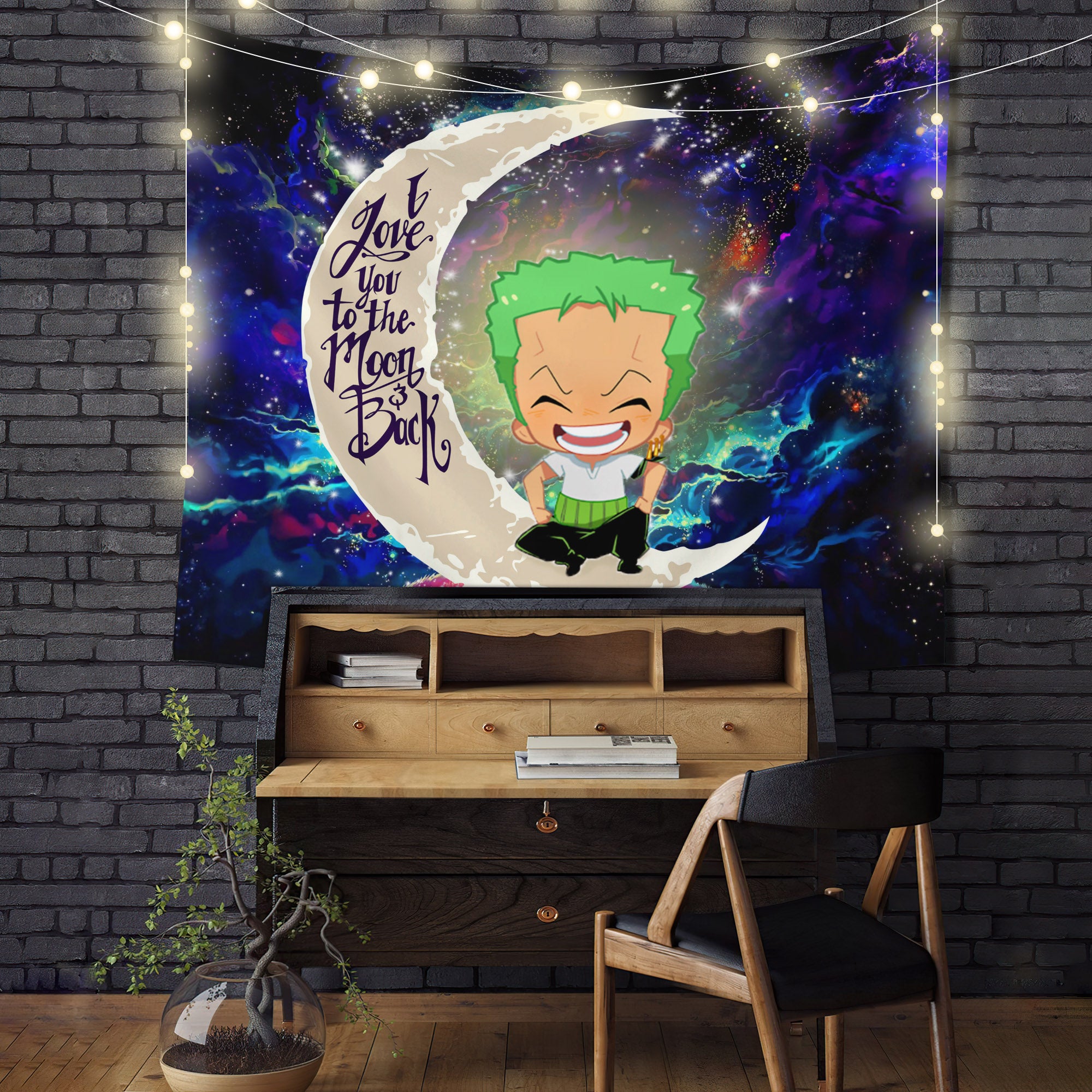 Zoro One Piece Moon And Back Galaxy Tapestry Room Decor