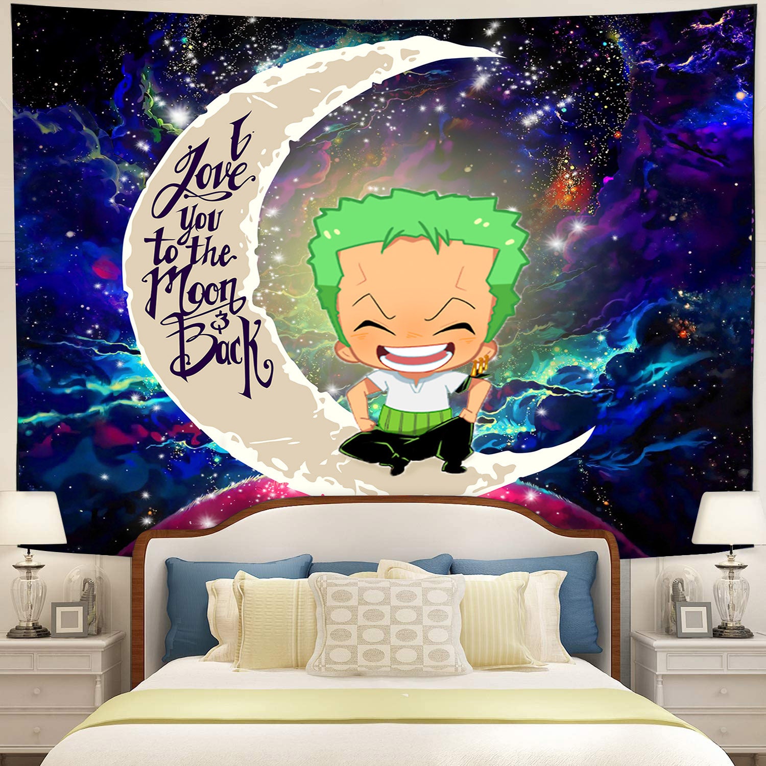 Zoro One Piece Moon And Back Galaxy Tapestry Room Decor