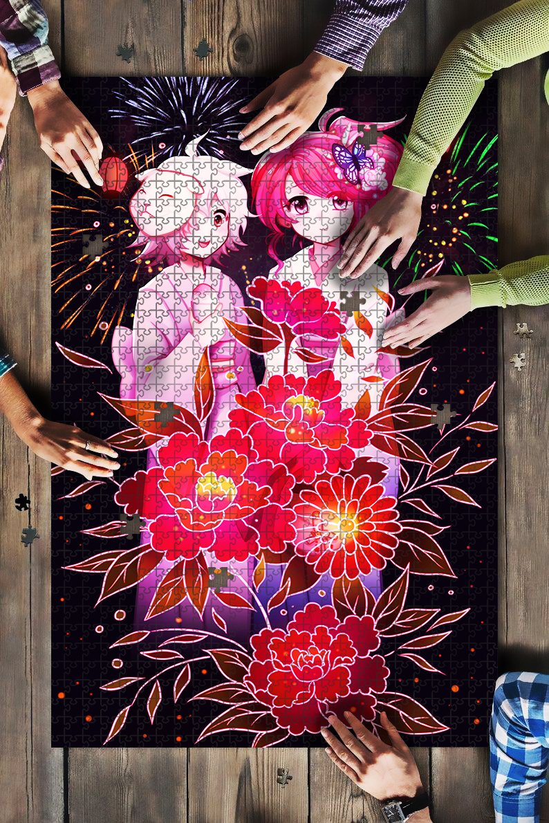 Anime Girl And Flower Jigsaw Puzzle