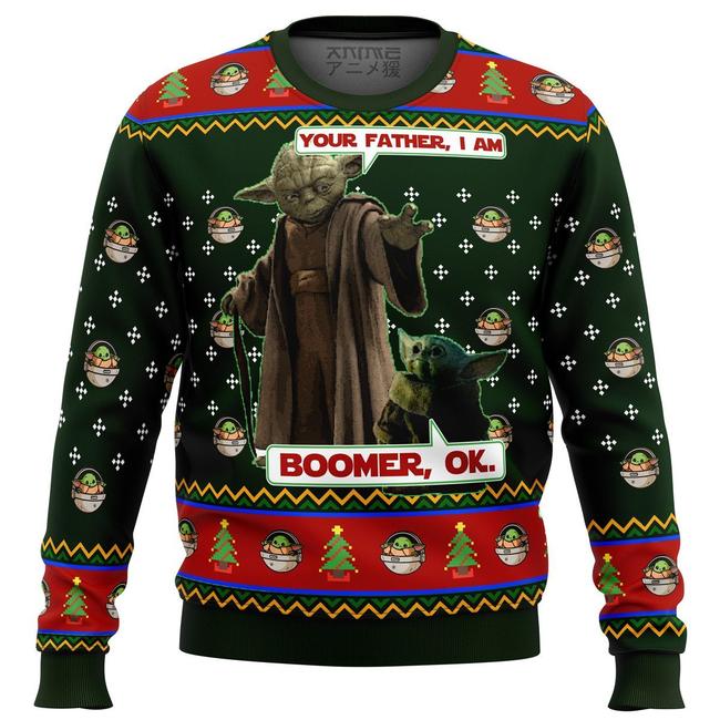 Baby Yoda Boomer Ok Mandalorion Star Wars Premium Ugly Christmas Sweater Amazing Gift Idea Thanksgiving Gift