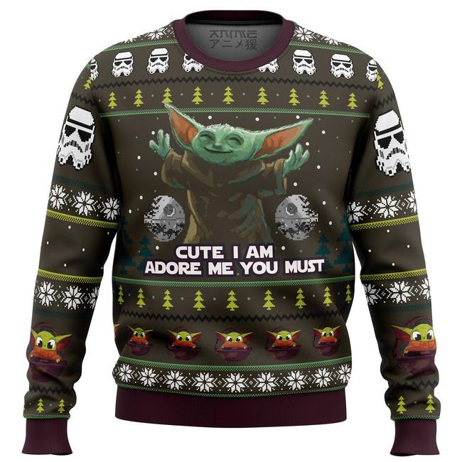 Baby Yoda Cute I Am Mandalorion Star Wars Premium Ugly Christmas Sweater Amazing Gift Idea Thanksgiving Gift