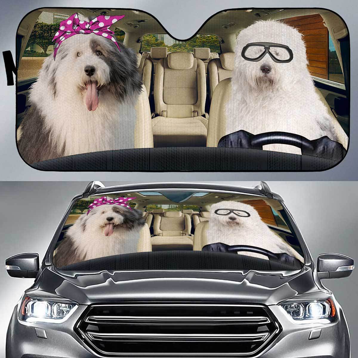 Old English Sheepdog Driver Auto Sun Shade Gift Ideas 2021