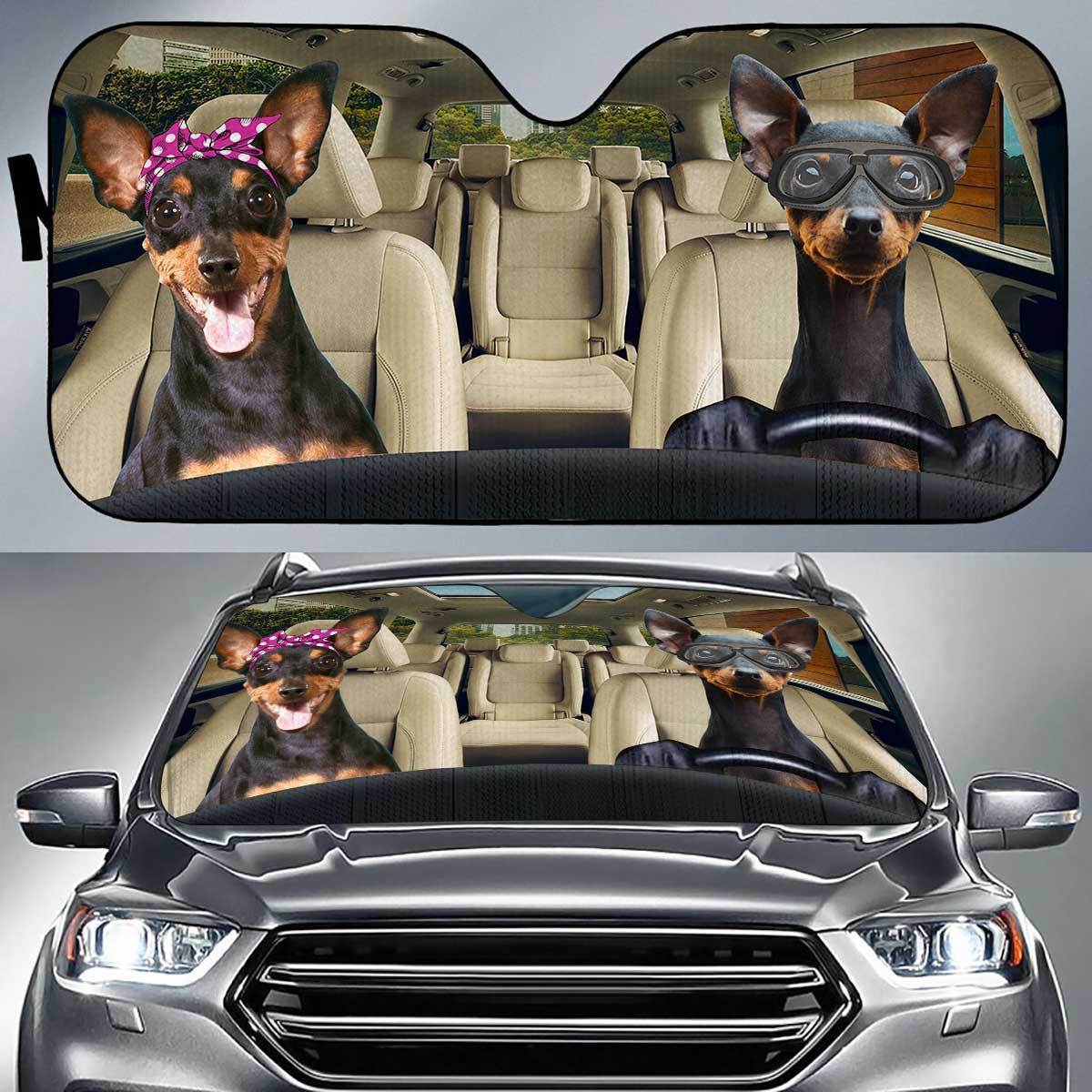 Miniature Pinscher Driver Auto Sun Shade Hd Gift Ideas 2021