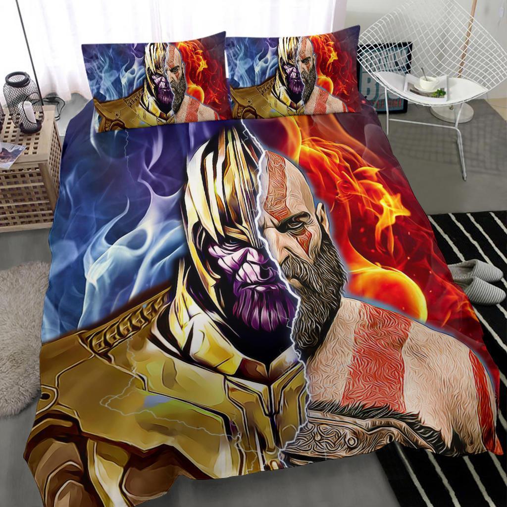 Burning Thanos & Kratos Bedding SetDuvet Cover And Pillowcase Set