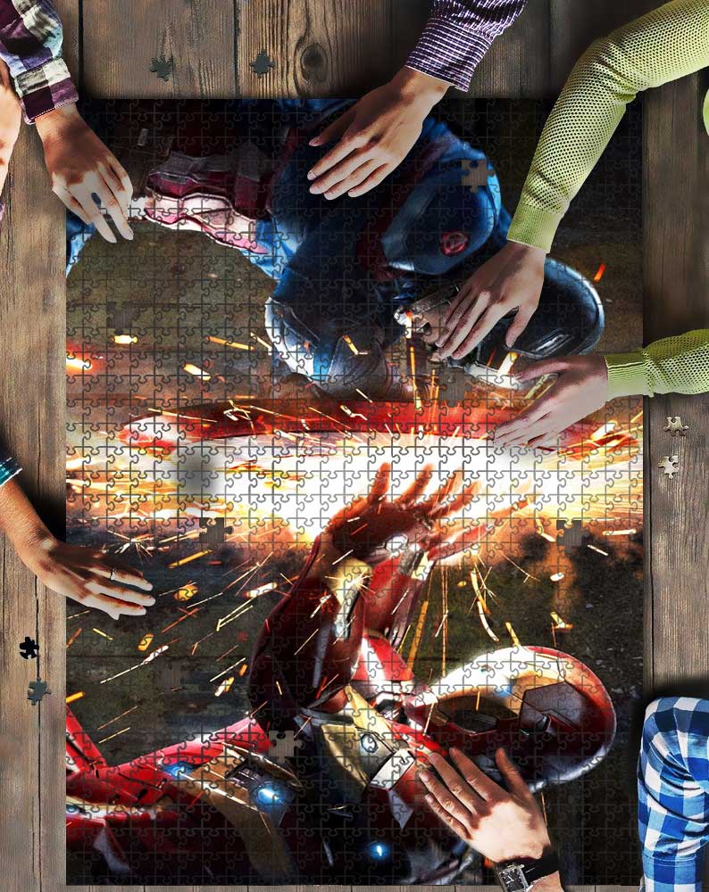 Captain American Vs Iron Man Mock Jigsaw Puzzle