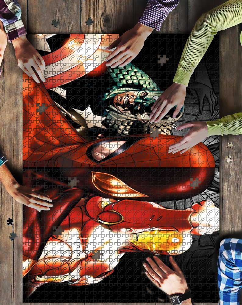 Captain Spiderman Ironman Comic Mock Jigsaw Puzzle Kid Toys