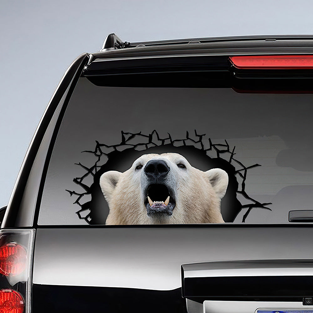 Best Cracked Window Decal , Polar Bear 3D Car 3D Stickers Decal Car Accessories Car Decoration Amazing Gift Idea