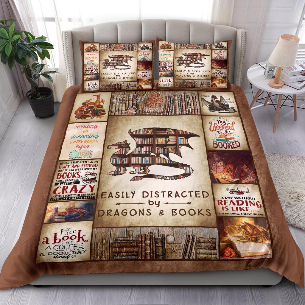 Dragon Book Quilt Bedding Duvet Cover And Pillowcase Set