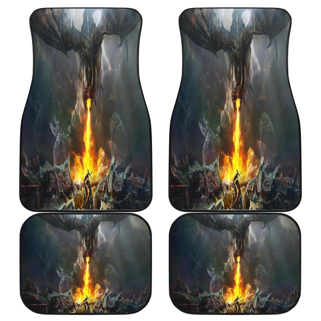 Dragon Fire On Battle Car Floor Mats