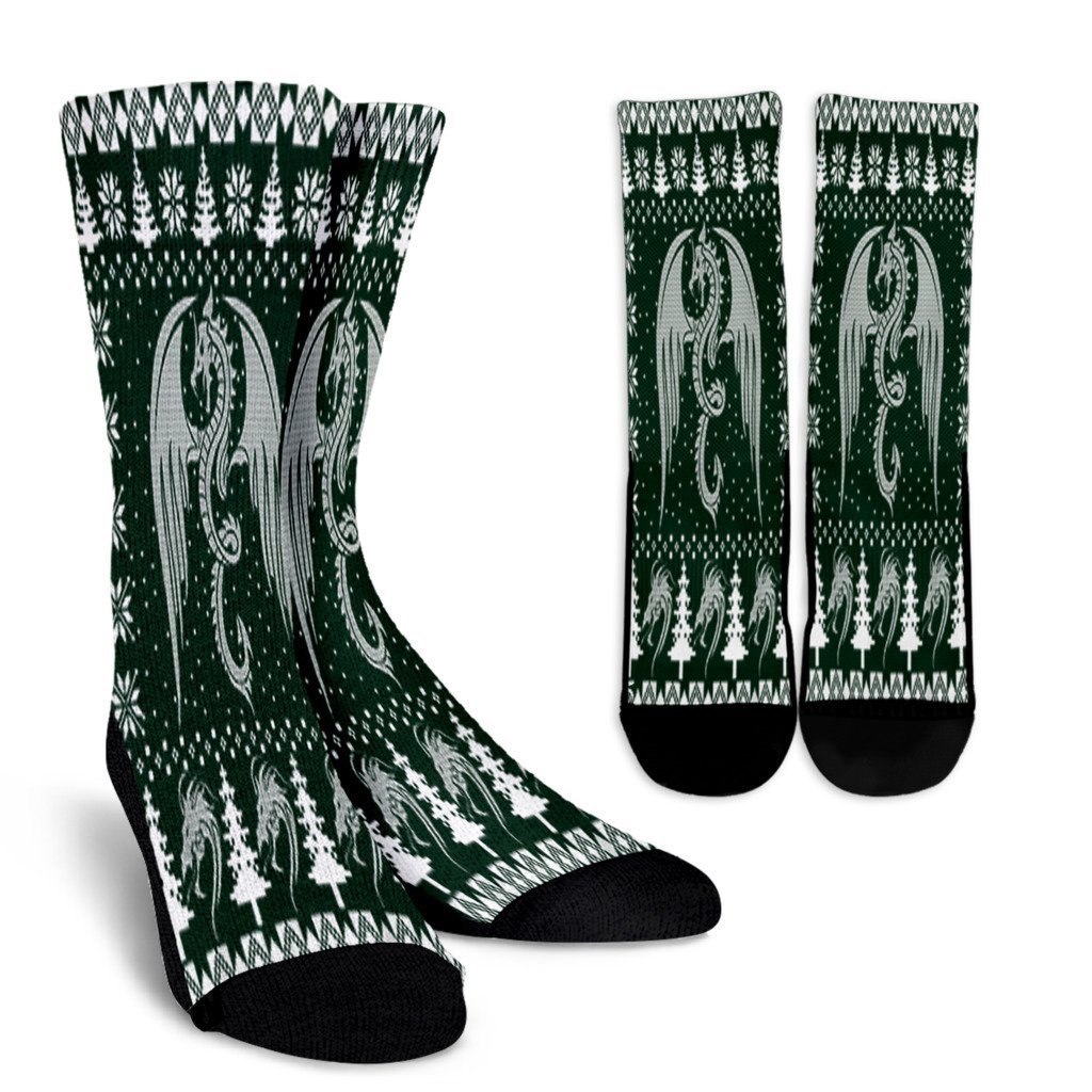 Dragon Ugly Christmas Fantasy Mystical Holiday Xmas Gift Noel Socks Perfect Christmas Gift