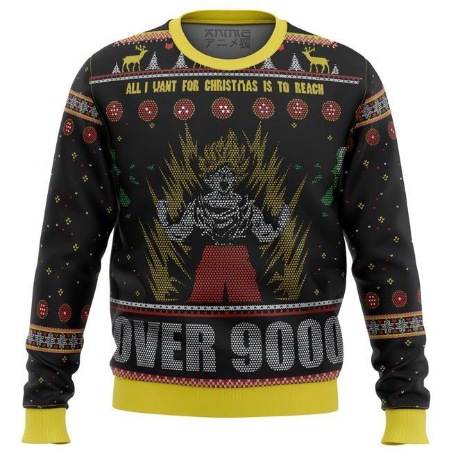 Dragonball Z Goku Over 9000 Dbz Premium Ugly Christmas Sweater Amazing Gift Idea Thanksgiving Gift