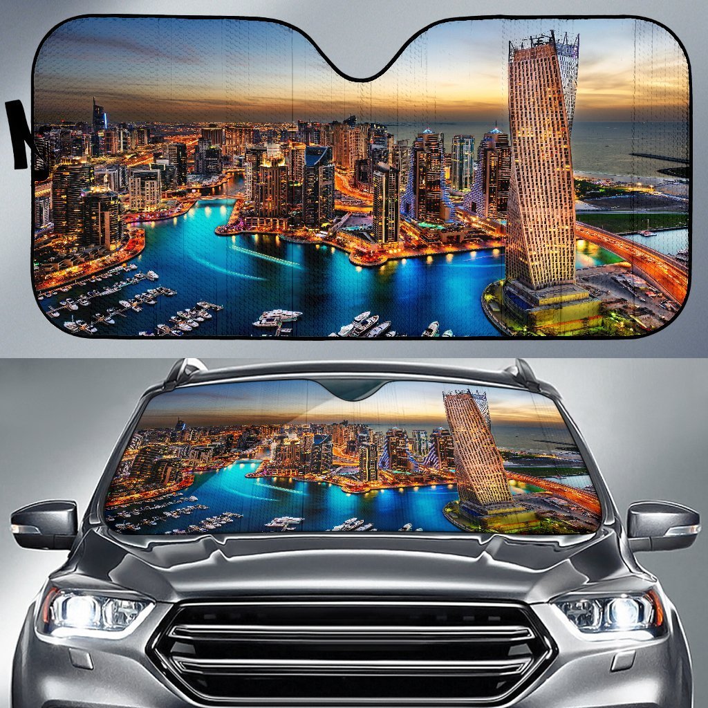 Dubai Uae Buildings Skyscrapers Night Sun Shade Gift Ideas 2021