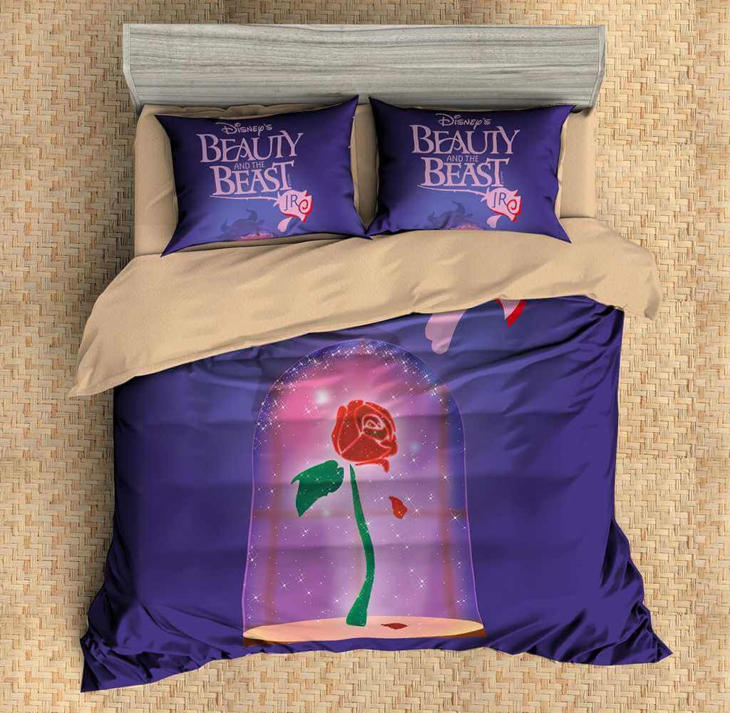 Duvet Cover Set Customize Beauty And The Beast 3Pcs Bedding Set Flat Sheet Pillowcases Bedlinen