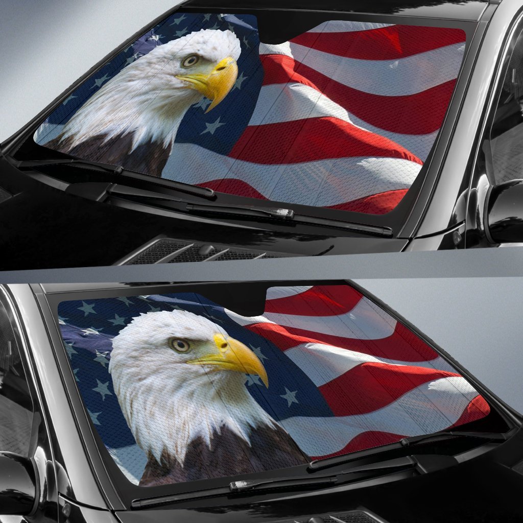 Eagle American Flag Car Auto Sun Shades Windshield Accessories Decor Gift