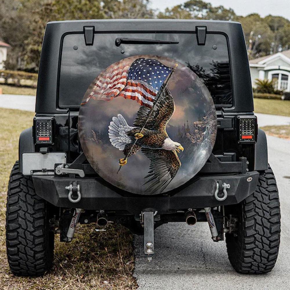 Eagle Decor Jeep Car Spare Tire Cover Gift For Campers