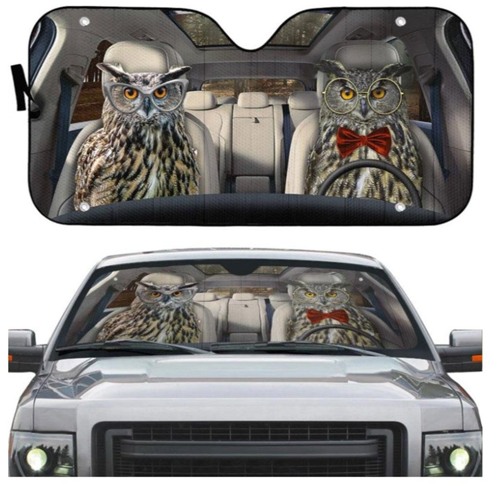 Eagle Owls Couple Car Auto Sun Shades Windshield Accessories Decor Gift