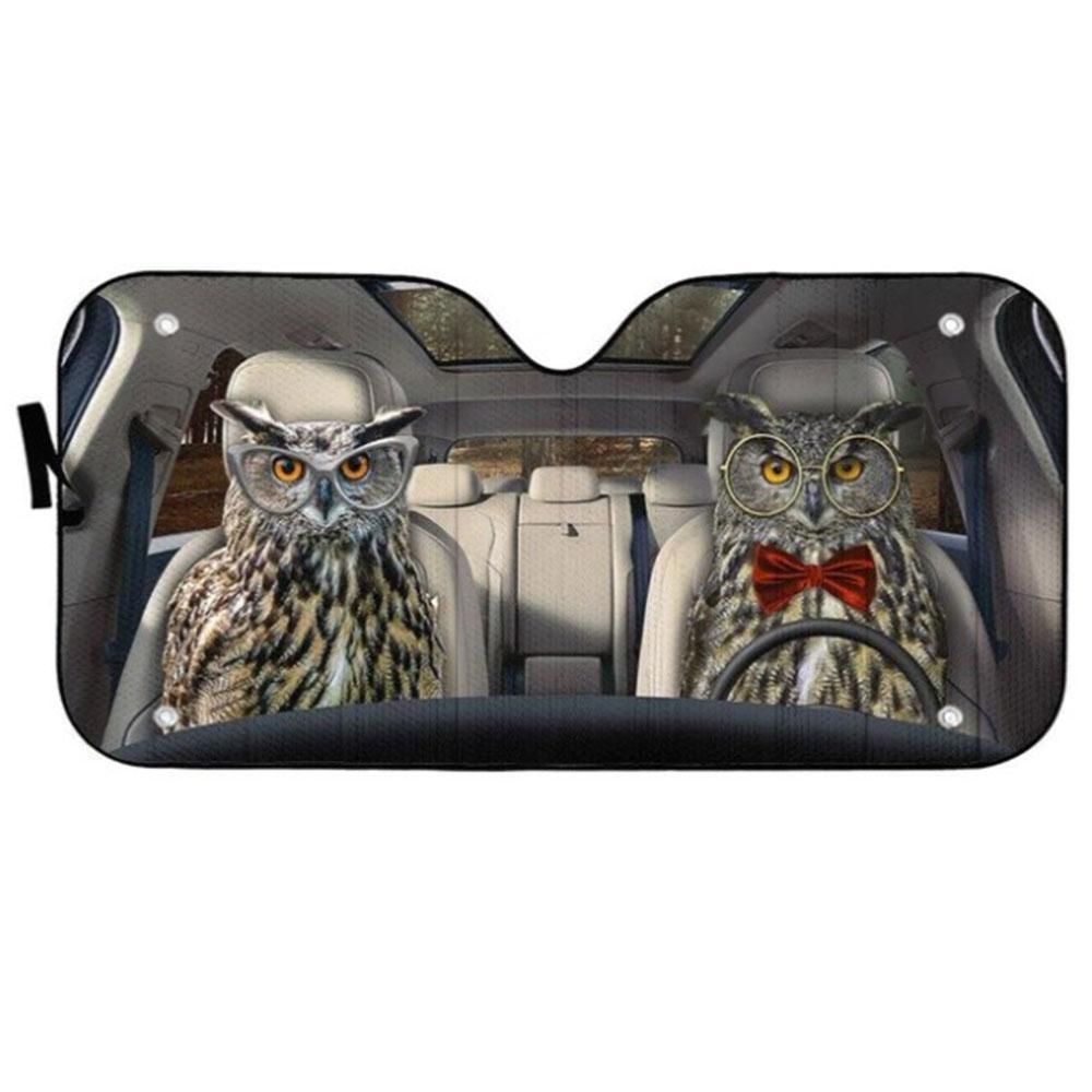 Eagle Owls Couple Car Auto Sun Shades Windshield Accessories Decor Gift
