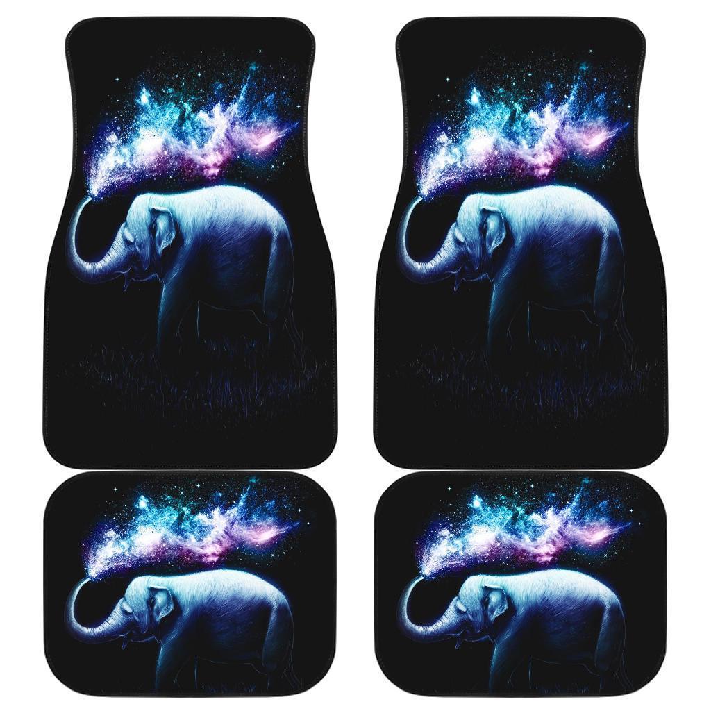 Elephant Galaxy Art In Black Theme Car Floor Mats