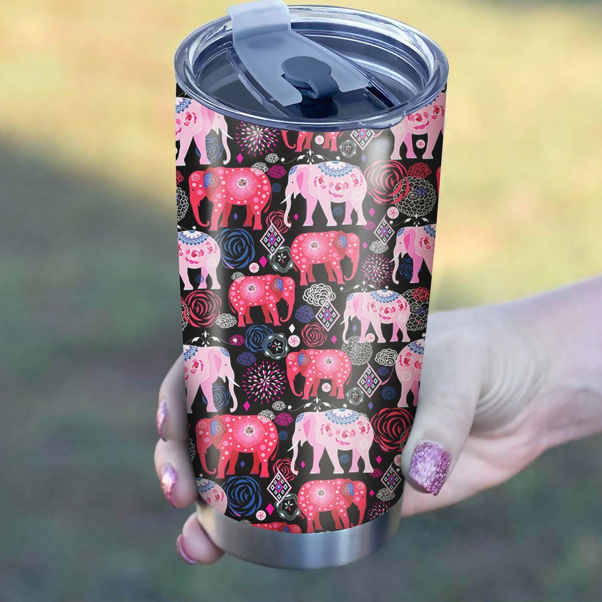 Elephant Pattern Tumbler Best Perfect Gift Idea Stainless Traveling Mugs 2021