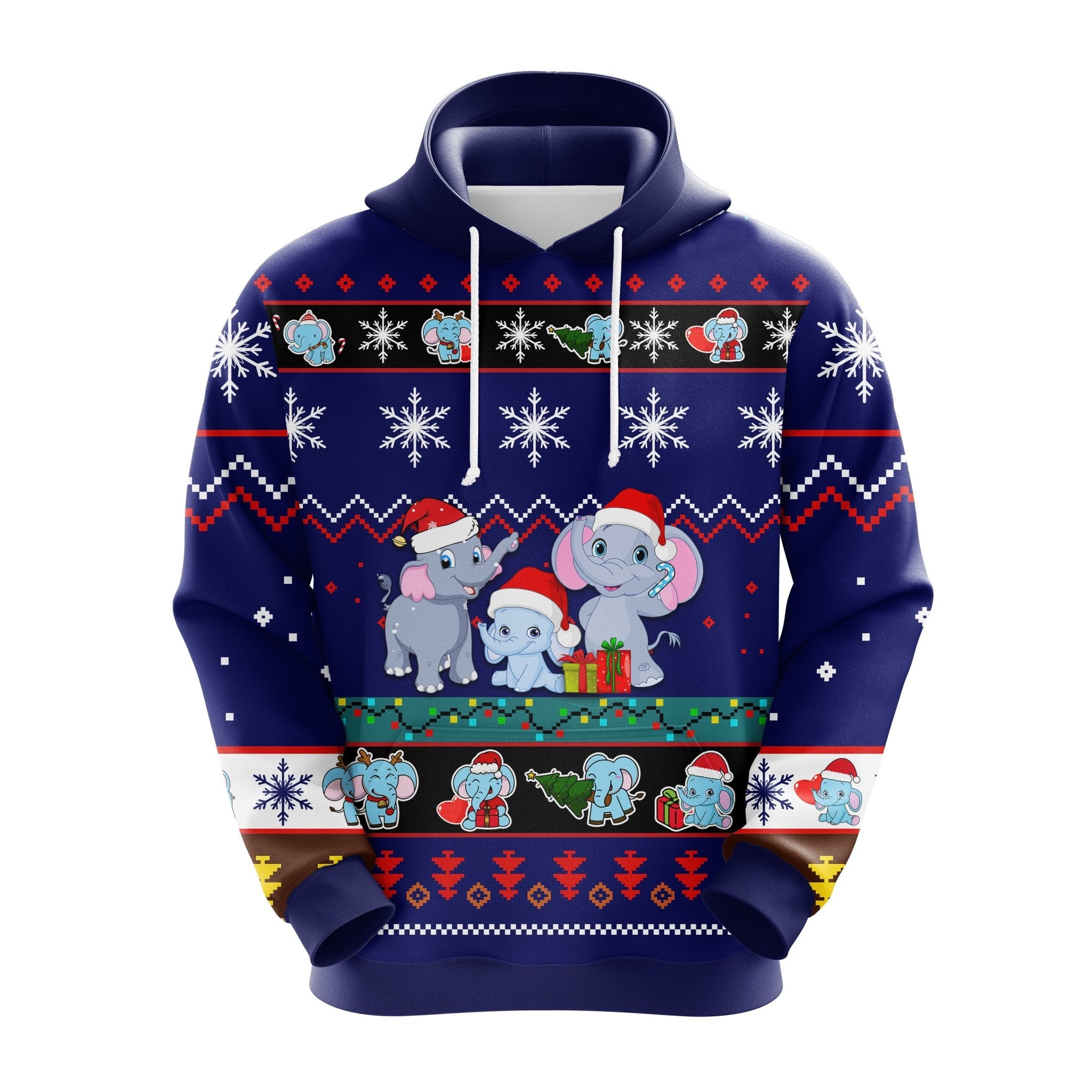 Elephent Christmas Cute Noel Mc Ugly Hoodie Blue 1- Amazing Gift Idea Thanksgiving Gift