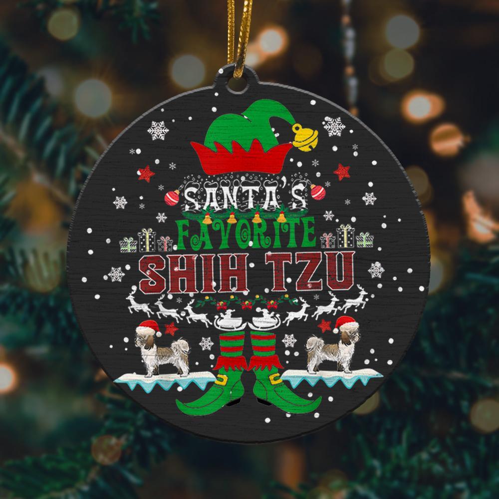 Elf Xmas Santa 39 S Favorite Shih Tzu Pet Ugly Christmas Ornament 2022 Amazing Decor Ideas