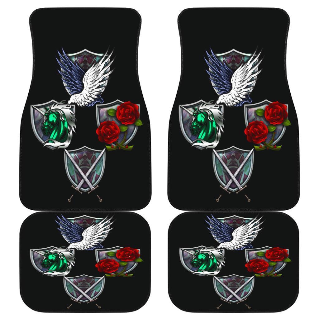 Emblems Attack On Titans In Black Theme Car Floor Mats