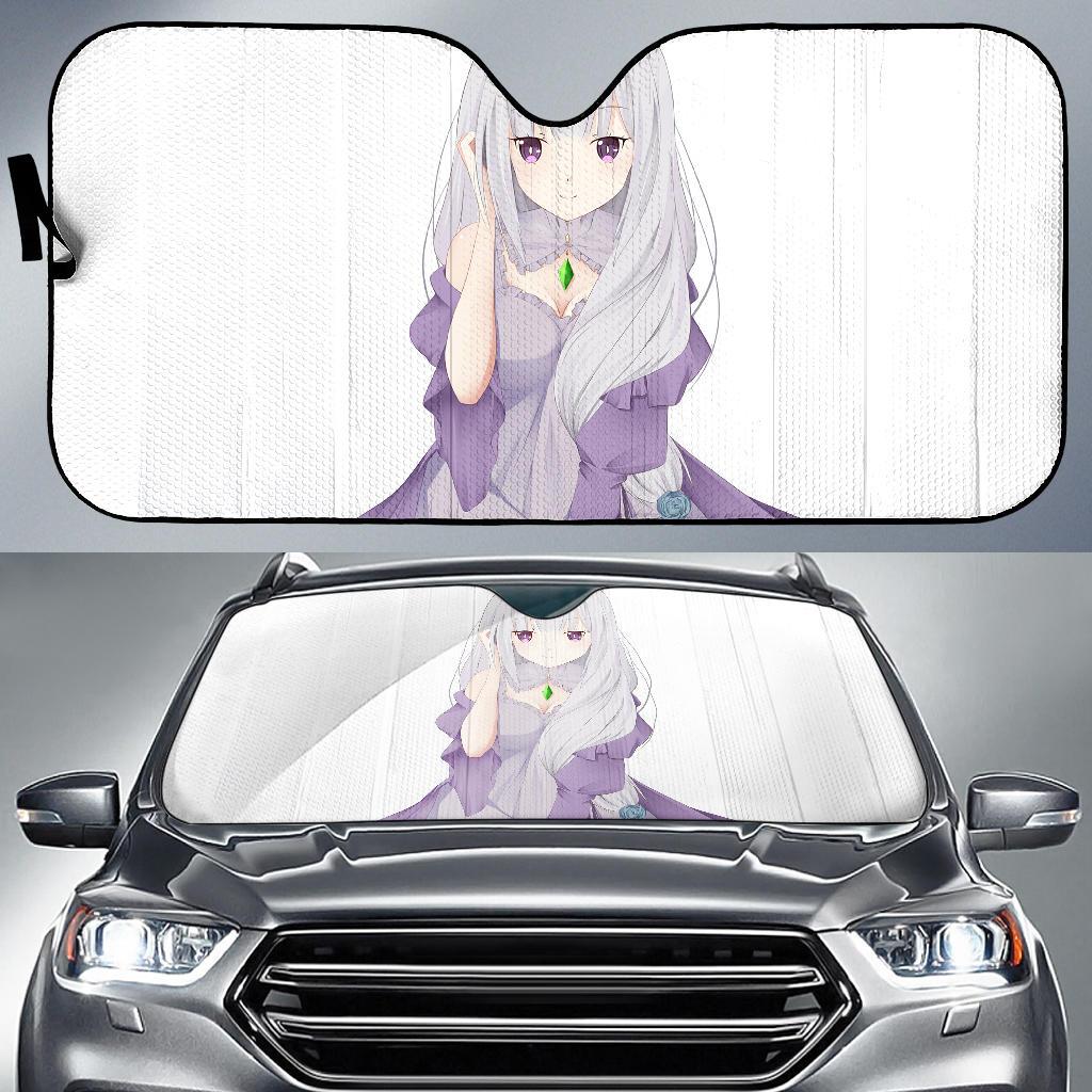 Emilia Rezero Female Protagonist Half Elf Hd Car Sun Shade Gift Ideas 2022