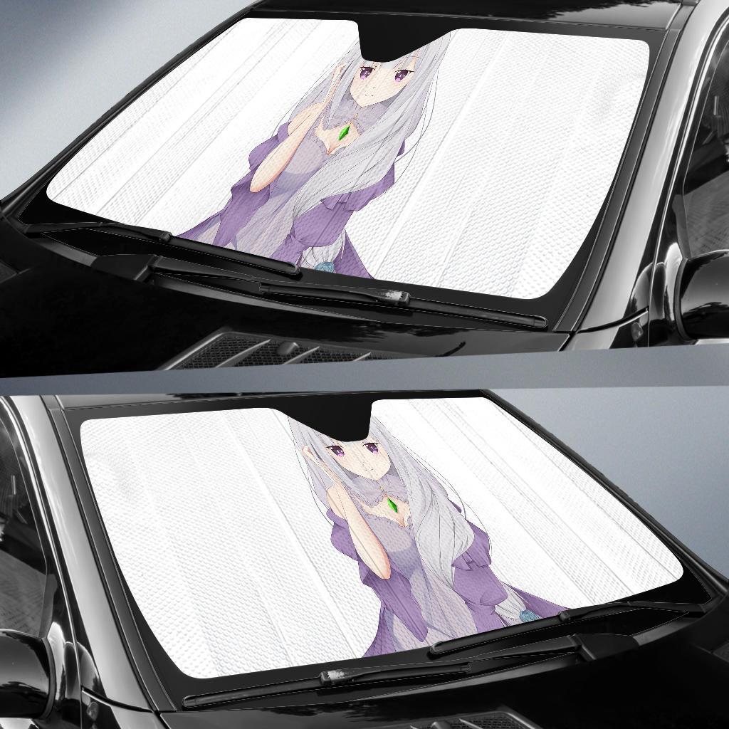 Emilia Rezero Female Protagonist Half Elf Hd Car Sun Shade Gift Ideas 2022