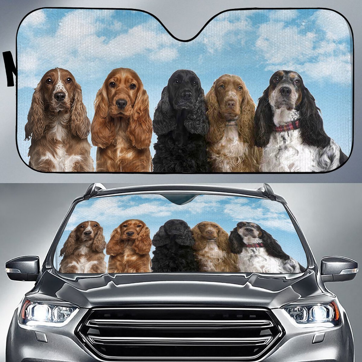 English Cocker Spaniel Funny Team Auto Sun Shade Gift Ideas 2021