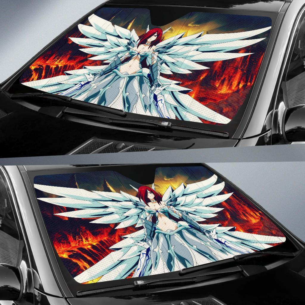 Erza Warrior Suit Angel Fair Tail Anime Auto Sun Shade Amazing Best Gift Ideas 2022