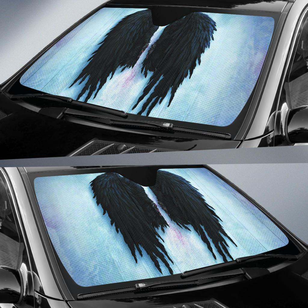 Fallen Angel Black Wings On Snow Car Auto Sunshades Amazing Best Gift Ideas 2022